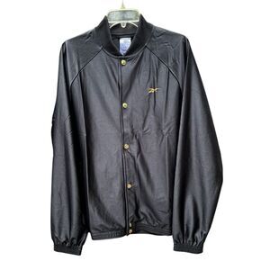 NEW Reebok Jacket Gold Snap Satin Y2K Casual Jacket Black Gold Mens Size‎ XL